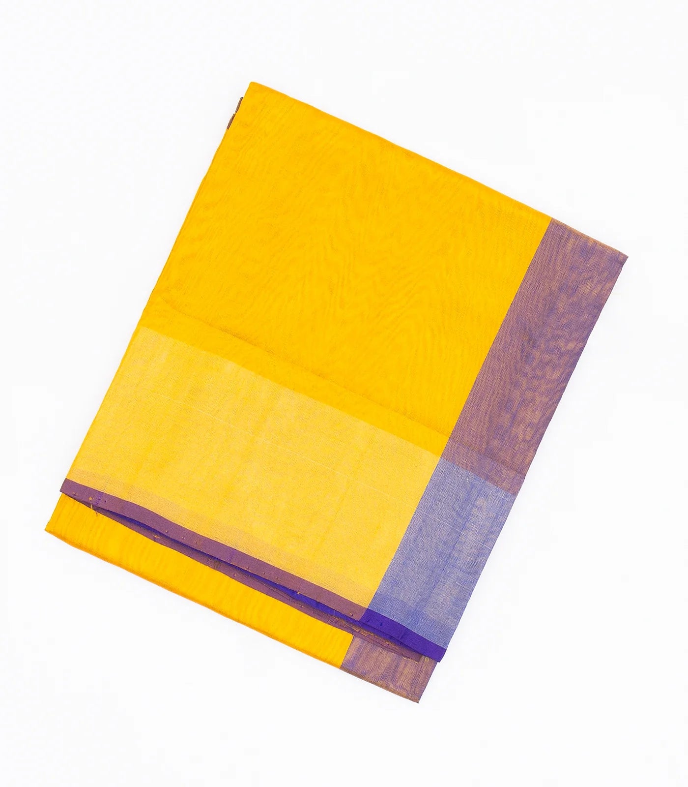Yellow Handloom Uppada Plain Silk Saree With Purple Border