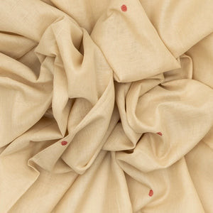 Taupe Handloom Bengal Cotton Saree With Coin Buttas