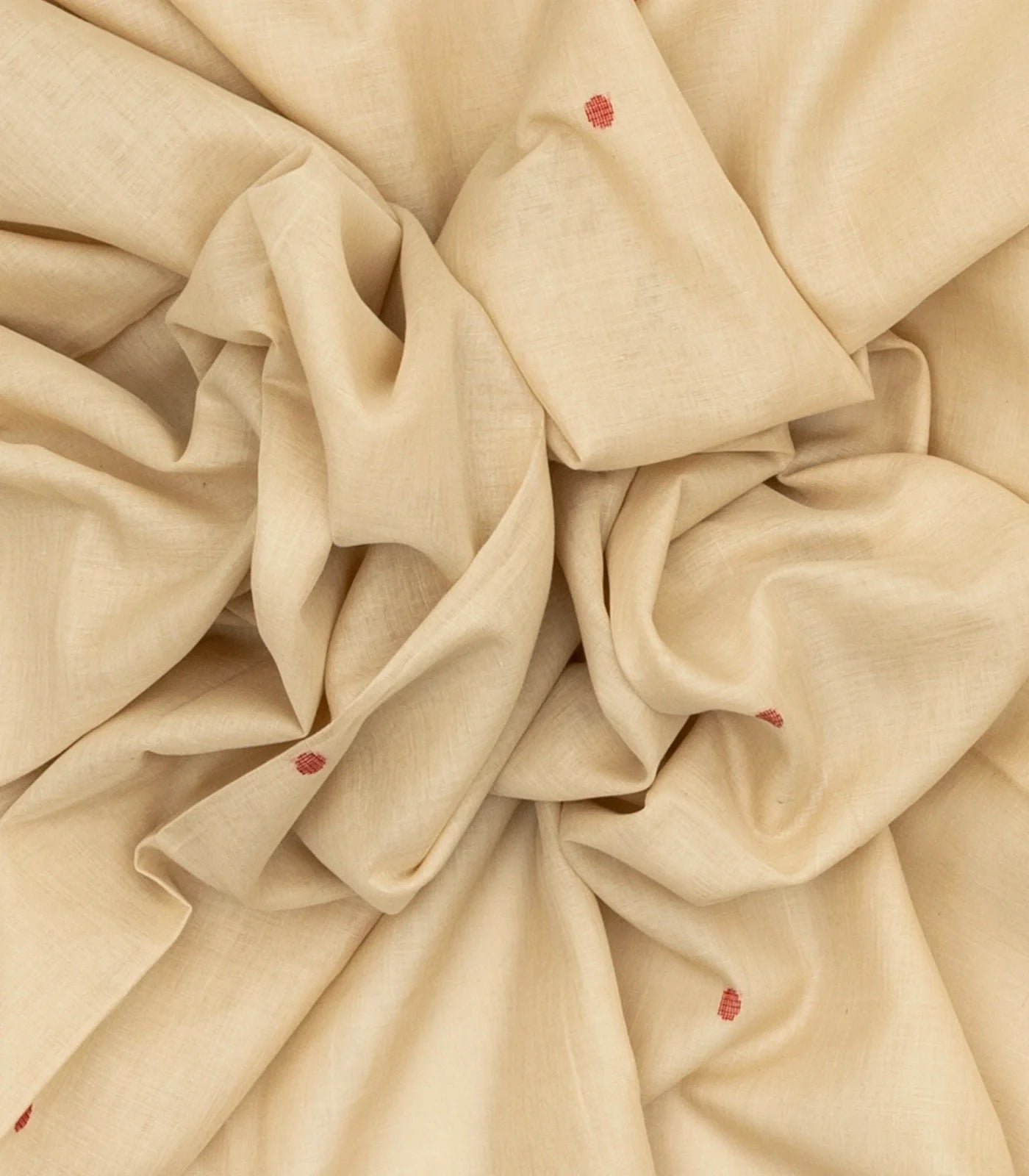 Taupe Handloom Bengal Cotton Saree With Coin Buttas