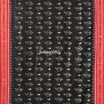 Black Red Shankha Design Khandua Silk Saree with Pasapali Anchal