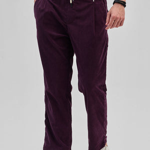 Purple Corduroy Relaxed Fit Trousers