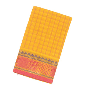 Yellow Handloom Kanchi Cotton Saree With Checks