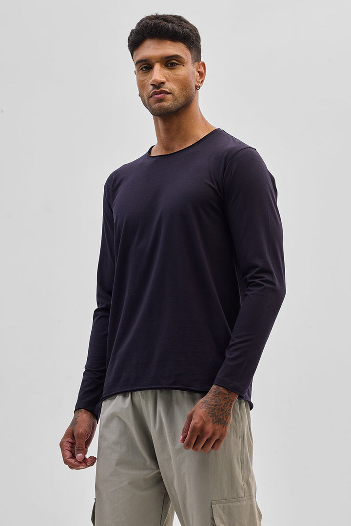 Navy Stretch Full Sleeve T-Shirt