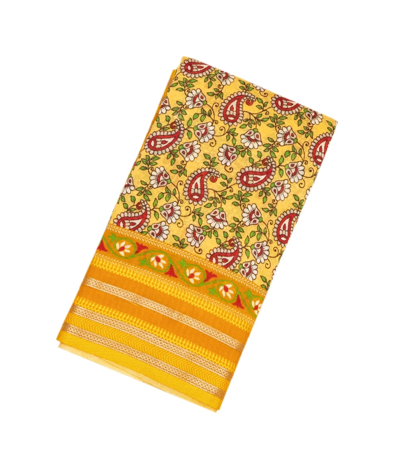 Yellow Handloom Chanderi Cotton Saree With Printed Mango Motifs