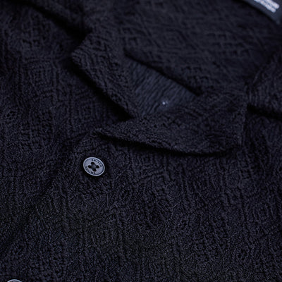 Black Self-Design Crochet Shirt
