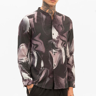 Mauve Abstract Mandarin Shirt