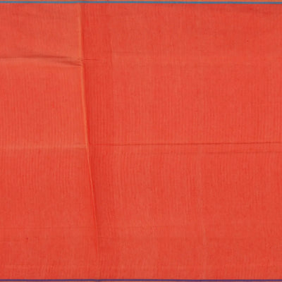 Orange Handwoven Dupion  Silk Saree With Blue & Purple Border-Orange