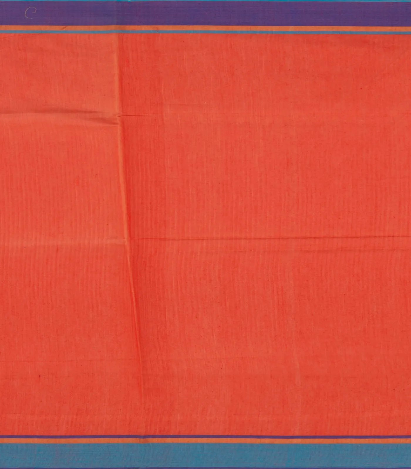 Orange Handwoven Dupion  Silk Saree With Blue & Purple Border-Orange