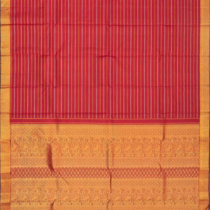 Crimson Handloom Kanchipuram Silk Saree With Beldari Stripes