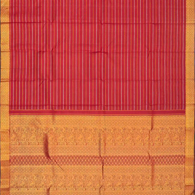 Crimson Handloom Kanchipuram Silk Saree With Beldari Stripes