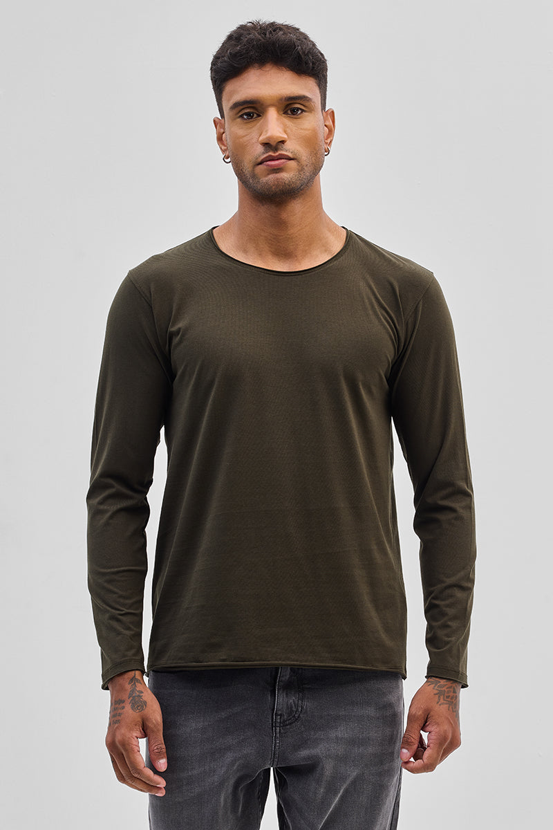 Olive Stretch Full Sleeve T-Shirt