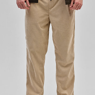 Beige Corduroy Relaxed Fit Trousers