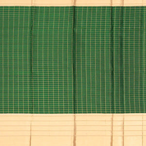 Orange & Yellow Handloom Kanchipuram Silk Saree Korvai With Stripes