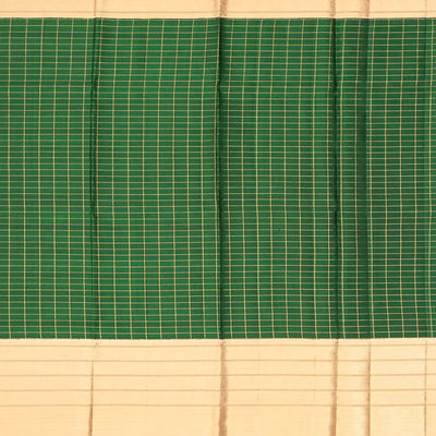 Orange & Yellow Handloom Kanchipuram Silk Saree Korvai With Stripes