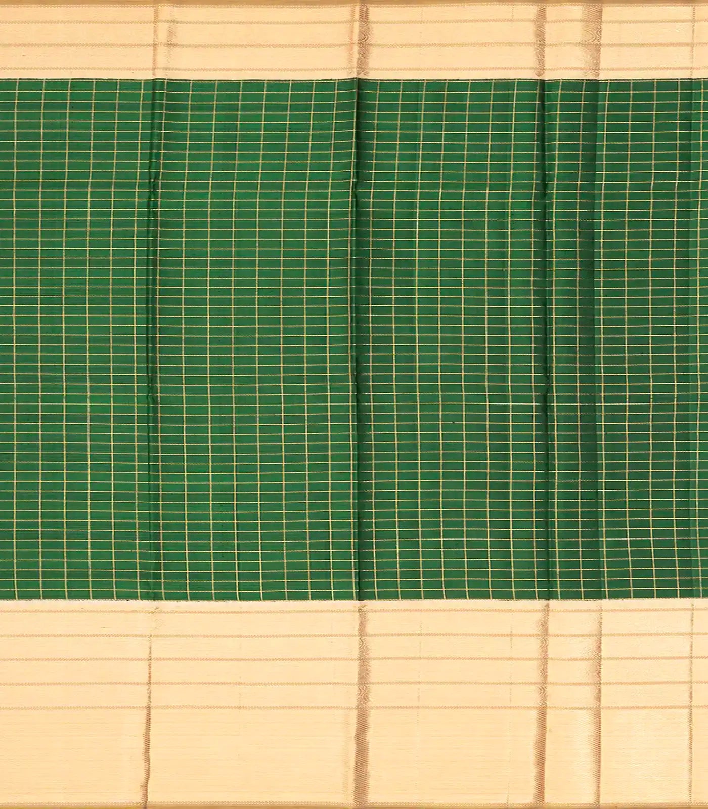 Orange & Yellow Handloom Kanchipuram Silk Saree Korvai With Stripes