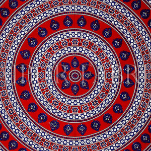 Maroon Border White Base Paan Pattern Screen Print Cotton Double Bed Sheet