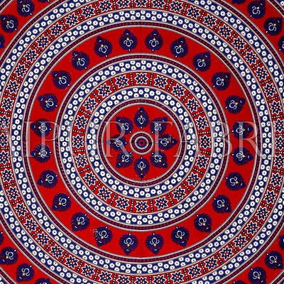 Maroon Border White Base Paan Pattern Screen Print Cotton Double Bed Sheet