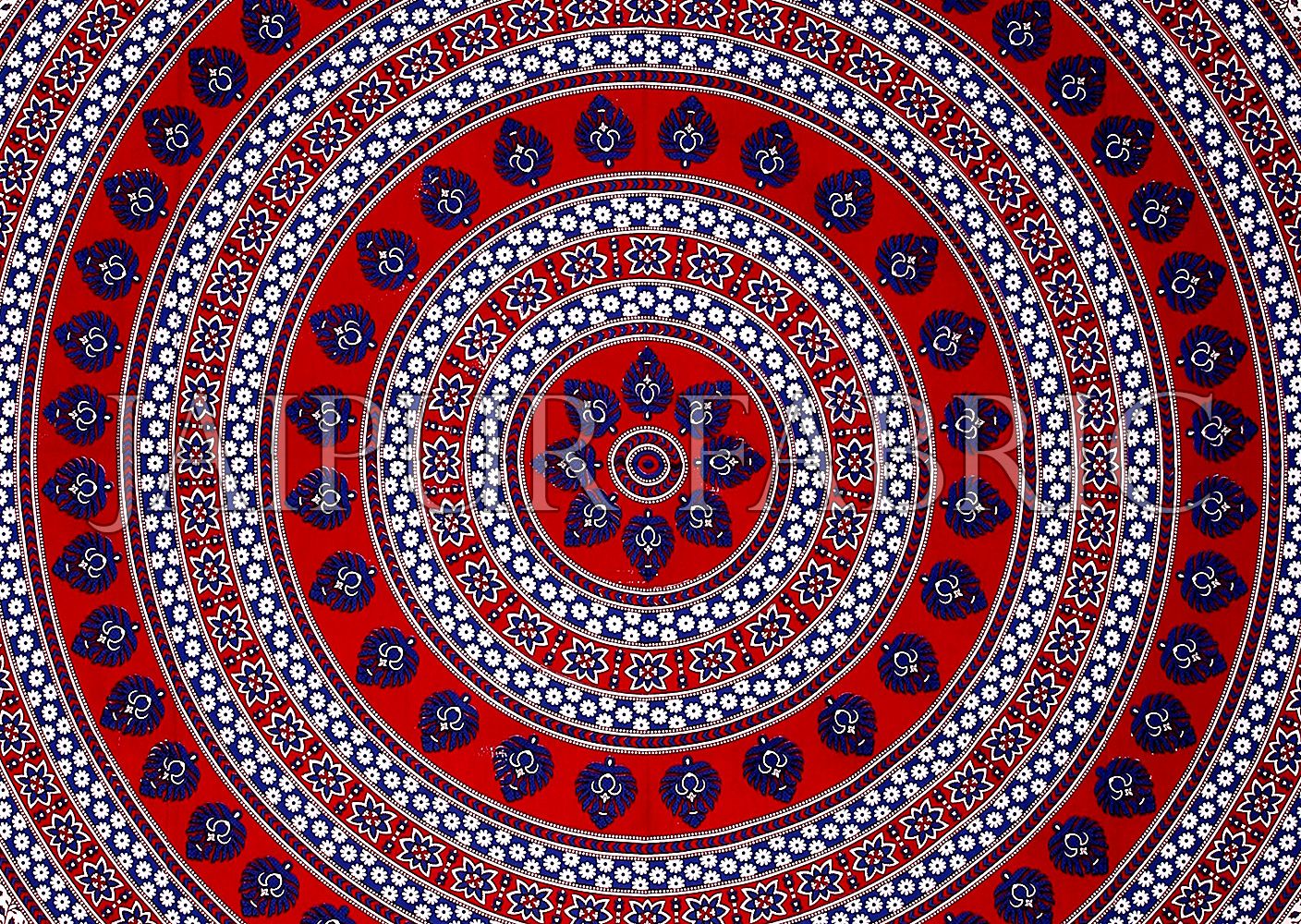 Maroon Border White Base Paan Pattern Screen Print Cotton Double Bed Sheet