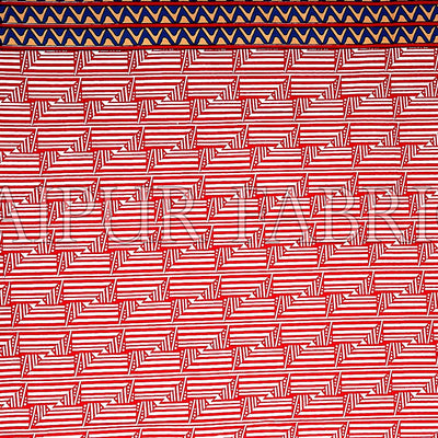 Maroon Border Zig Zag  Pattern Screen Print Cotton Double Bed Sheet