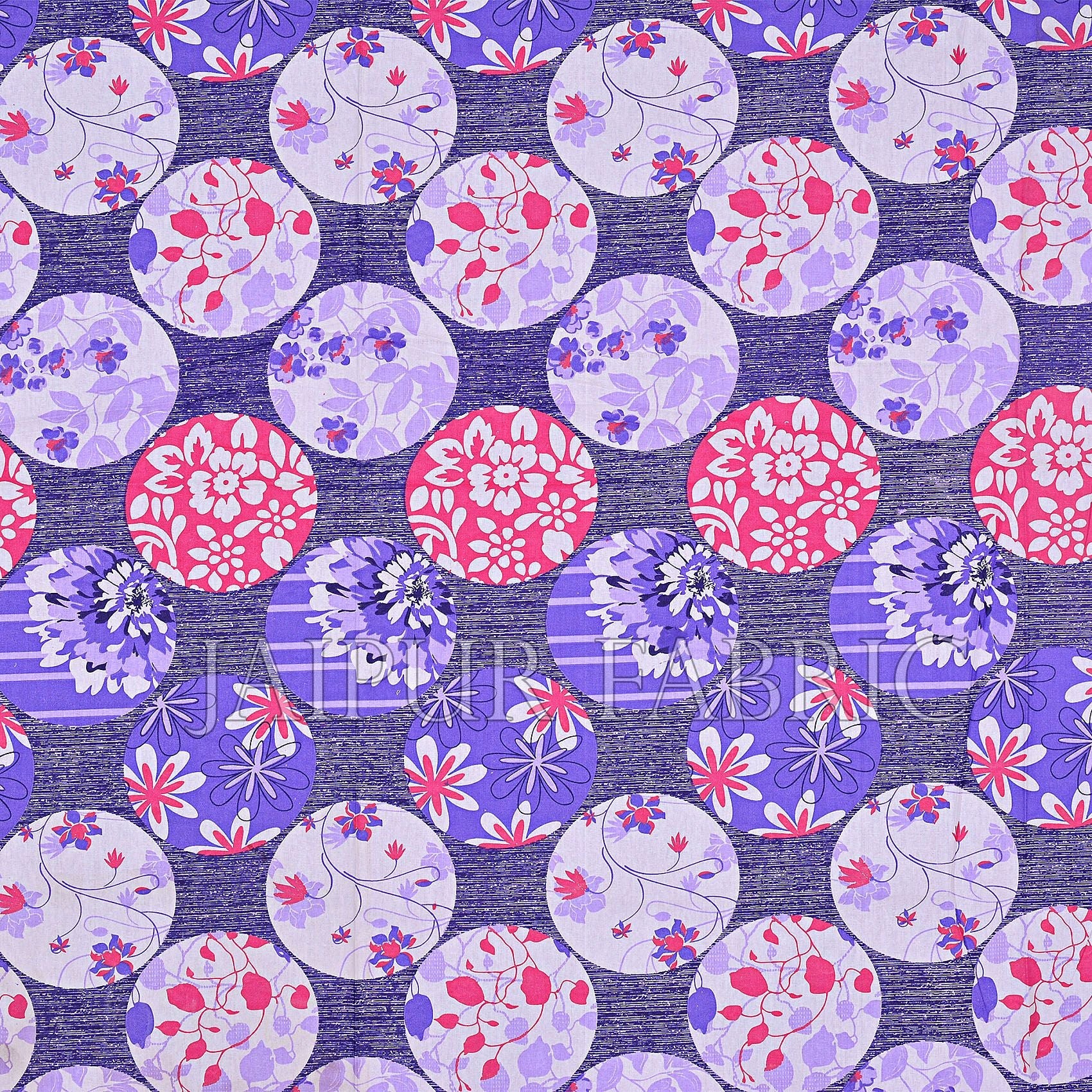 Purple Base Circle Polka Dot Pattern Cotton Double Bed Sheet