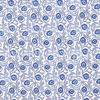 White Base With Kadi Print Blue Tree Hand Block Print Super Fine  Cotton Double Bed Sheet