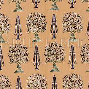 Red Light Brown Base With Flower and Plant Pattern Cotton Double Bed Sheet