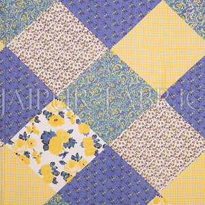 Yellow Border Multicolor Base Flower Screen Print Cotton Double Bed Sheet