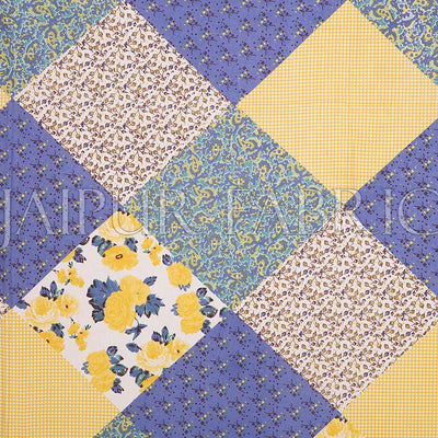Yellow Border Multicolor Base Flower Screen Print Cotton Double Bed Sheet