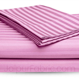 Light Pink and Sky Blue Satin Stripes Double Bedsheet Combo of 2