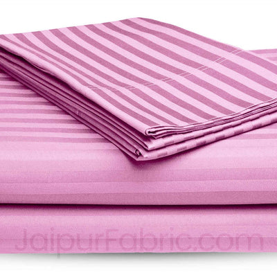 Light Pink and Sky Blue Satin Stripes Double Bedsheet Combo of 2