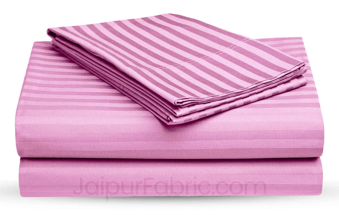 Light Pink and Sky Blue Satin Stripes Double Bedsheet Combo of 2
