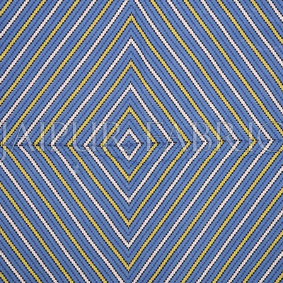 Blue Border Yellow Square and line Pattern Screen Print Cotton Double Bed Sheet