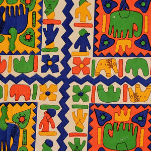 Navy Blue boarder elephant pattern with parrot green and yellow colour double bed sheet