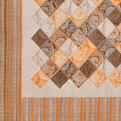 Ethnic Tiles Blue Orange and Pink Double Bedsheet Combo of 3