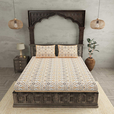 Showering Festivities Green Peach and Blue Pure Cotton Double Bedsheet Combo of 3