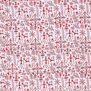 Red Border White Base Red Tropical Pattern Block Print Cotton Double Bed Sheet
