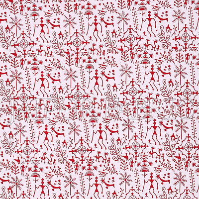 Red Border White Base Red Tropical Pattern Block Print Cotton Double Bed Sheet