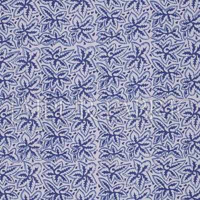 Blue Border White Base Leaf Pattern Block Print Cotton Double Bed Sheet