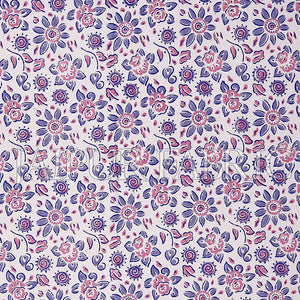 Blue Border White Base Flower Pattern Block Print Cotton Double Bed Sheet