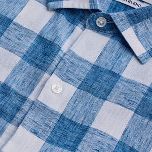 Blue Checks Linen Blend Shirt