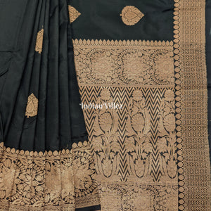 Black Designer Pure Banarasi Katan Silk Saree