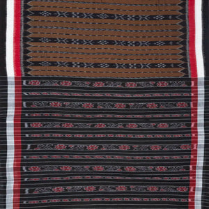 Black Handloom Orissa Cotton Saree With Tie & Dye Flower Motifs