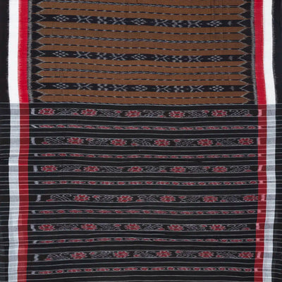 Black Handloom Orissa Cotton Saree With Tie & Dye Flower Motifs