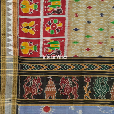 Multicolored Nabakothi Animal Khandua Silk Saree