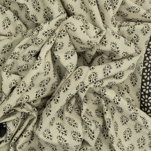 Taupe Woven Jaipur Cotton Saree Printed With Black Floral Motifs