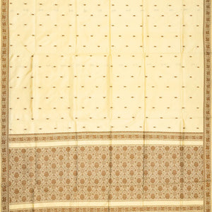 Cream Banarasi Silk Saree With Floral Motifs