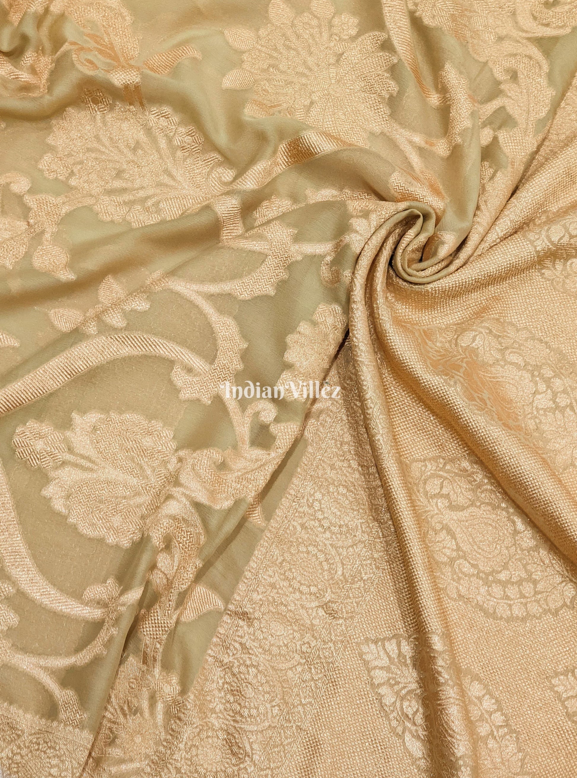 Cream Color Pure Banarasi  Khaddi Georgette Saree