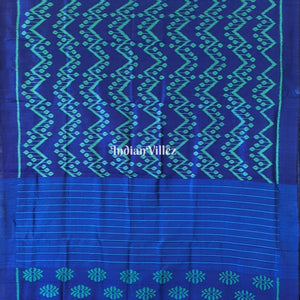 Blue Green Odisha Ikat Contemporary Silk Saree
