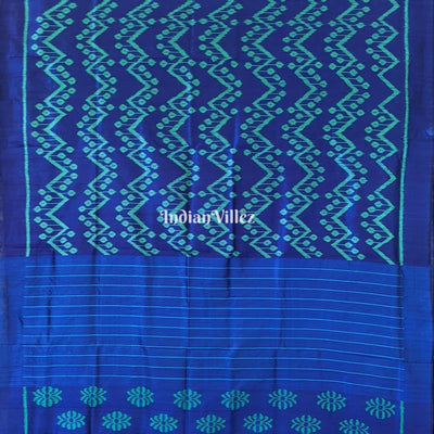 Blue Green Odisha Ikat Contemporary Silk Saree