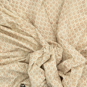 White Woven Jaipur Cotton Saree Printed With Rust Floral Motifs